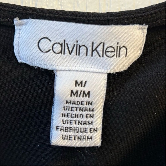 Calvin Klein Women's Black Mixed Media Short Sleeve Blouse Size M - Picture 12 of 13
